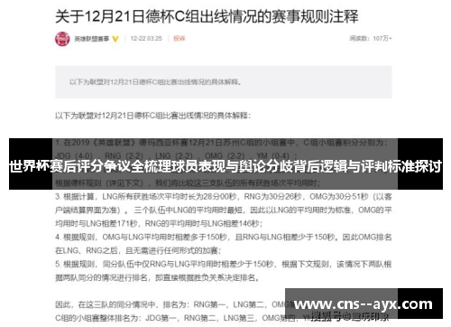 世界杯赛后评分争议全梳理球员表现与舆论分歧背后逻辑与评判标准探讨
